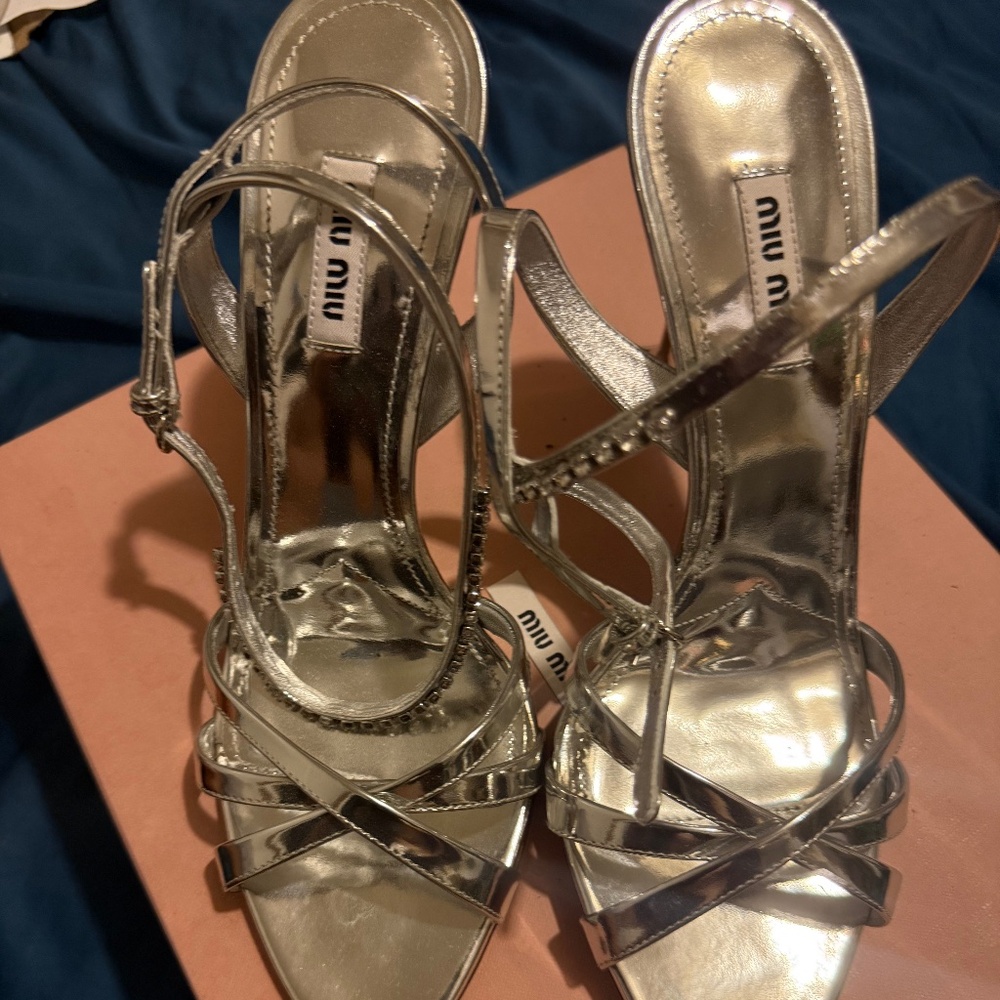 Miu miu metalic sandals never worn